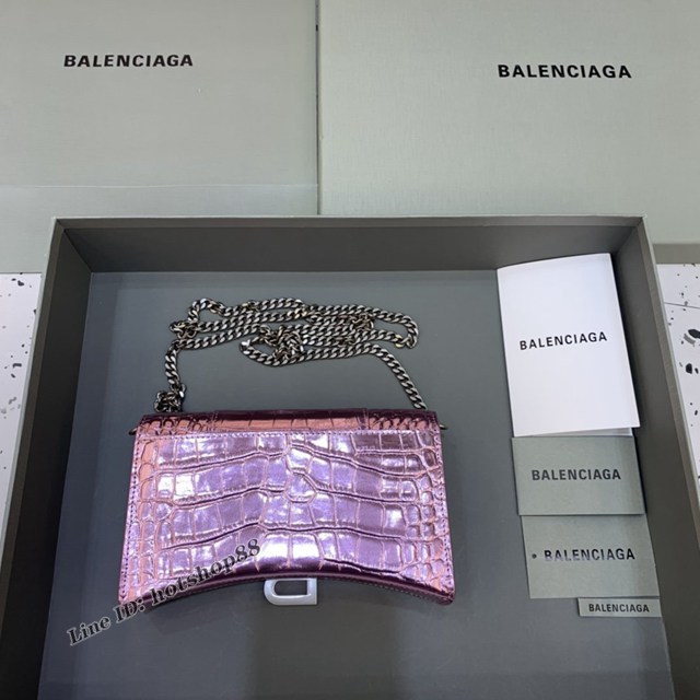 Balenciaga專櫃爆款鱷魚紋迷你女士肩背包 巴黎世家沙漏鏈條斜挎包 fyj1863